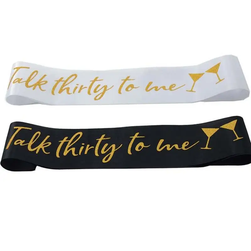 1PC new Hot sale Gold Talk Thirty to Me Satin Sash for Women 30 year old birthday Sash Happy 30th Birthday Party Decor Supplies
1PC new Hot sale Gold Talk Thirty to Me Satin Sash for Women 30 year old birthday Sash Happy 30th Birthday Party Decor Supplies