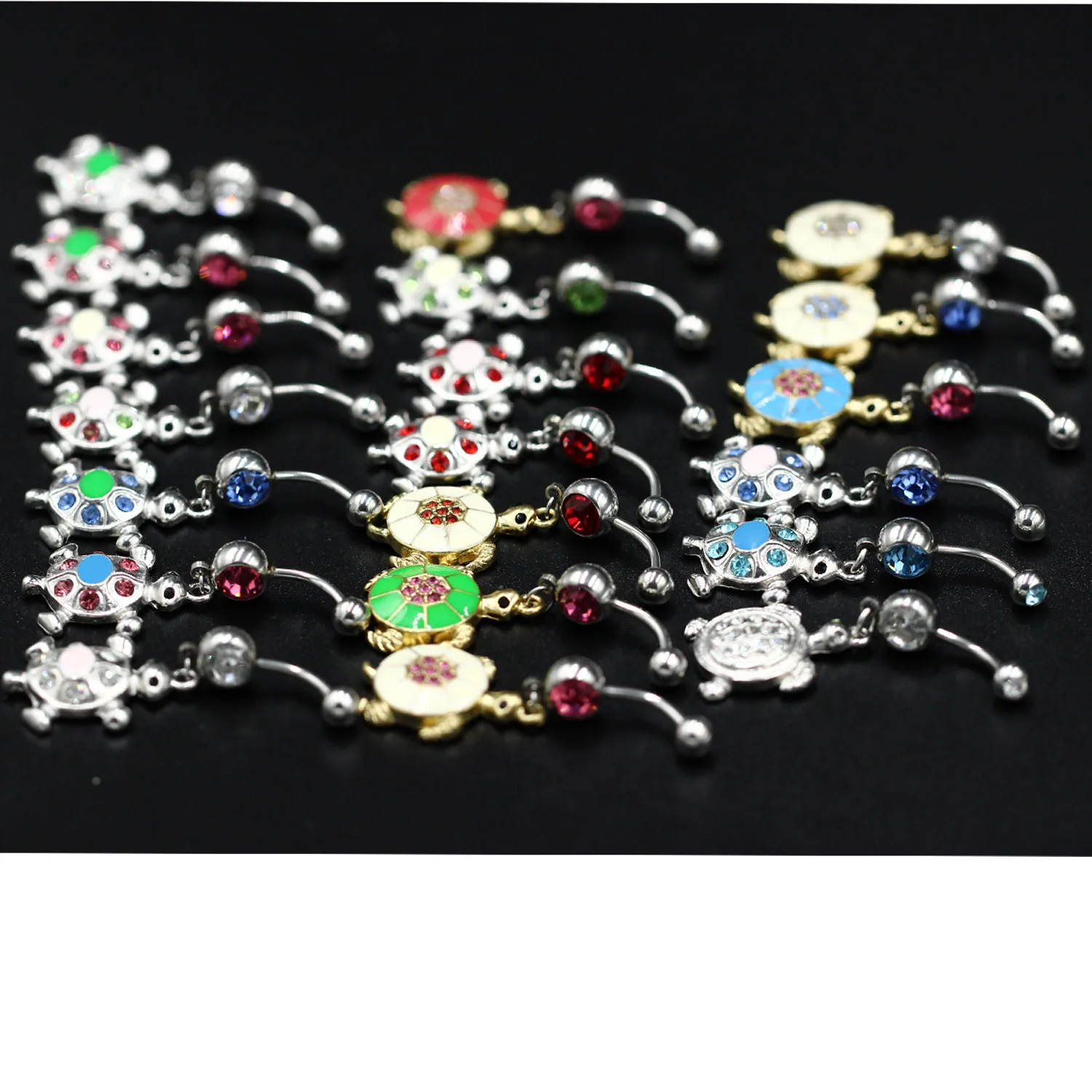 3pcs Wholesale Lots Multicolor Crystal Turtle Dangle Body Piercing Navel Belly Button Ring Bar Women Dance Ring
3pcs Wholesale Lots Multicolor Crystal Turtle Dangle Body Piercing Navel Belly Button Ring Bar Women Dance Ring