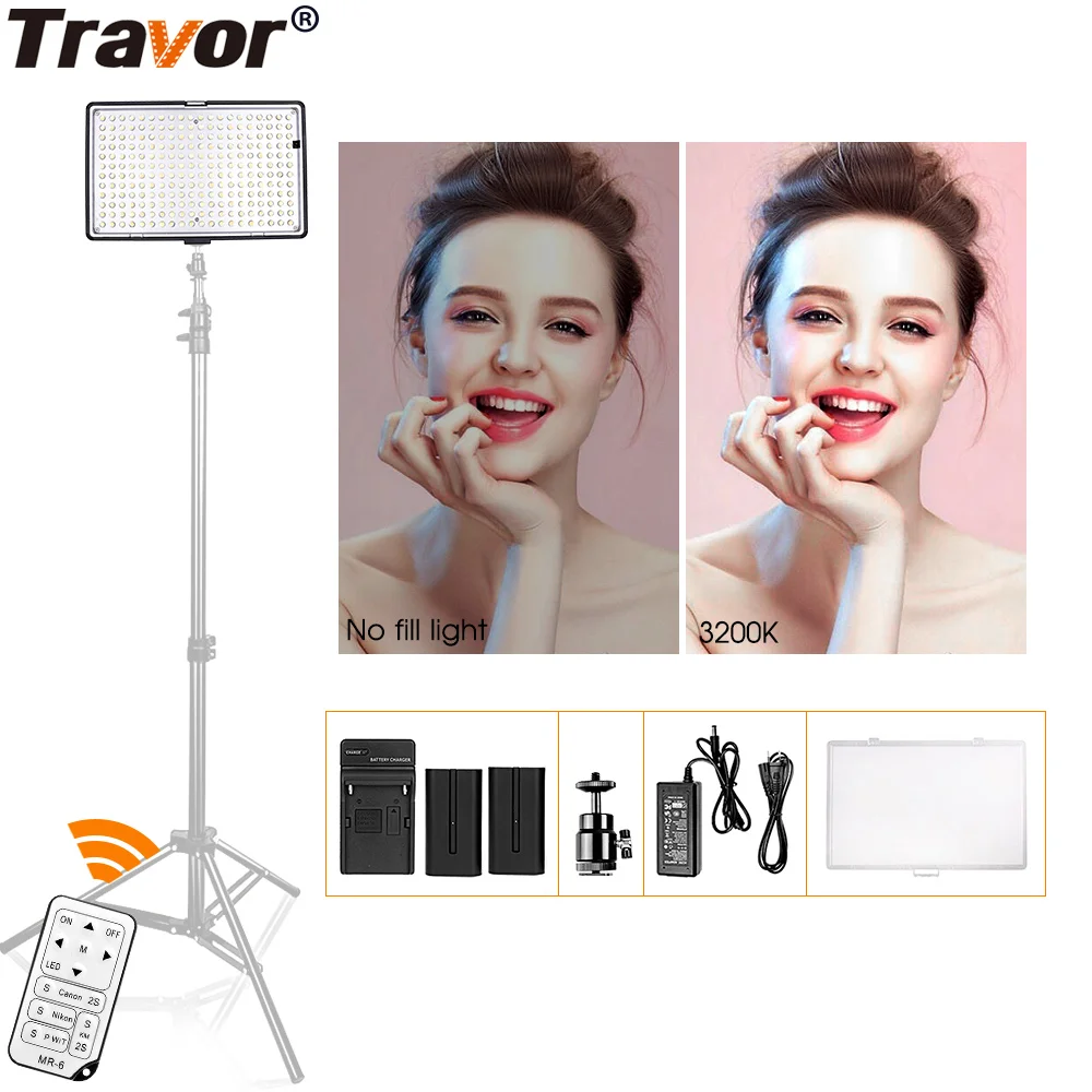 Travor 288PCS LED Video Light Dimmable 3200K/5600K Studio Smooth Light Standing Lamps Lighting For Canon Nikon Sony DV Camcorder
Travor 288PCS LED Video Light Dimmable 3200K/5600K Studio Smooth Light Standing Lamps Lighting For Canon Nikon Sony DV Camcorder