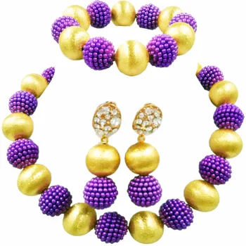 Purple Nigerian Beads African Jewelry Set for Women Simulated Pearl Necklace and Earrings 1ZQLS14
Purple Nigerian Beads African Jewelry Set for Women Simulated Pearl Necklace and Earrings 1ZQLS14