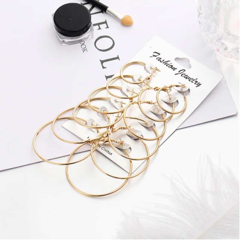 Fashion New 6 Pairs/Set Hoop Earrings For Women Classice Round Silver Gold Circle Hoop Earring Punk Brincos Pendientes Accessory
Fashion New 6 Pairs/Set Hoop Earrings For Women Classice Round Silver Gold Circle Hoop Earring Punk Brincos Pendientes Accessory