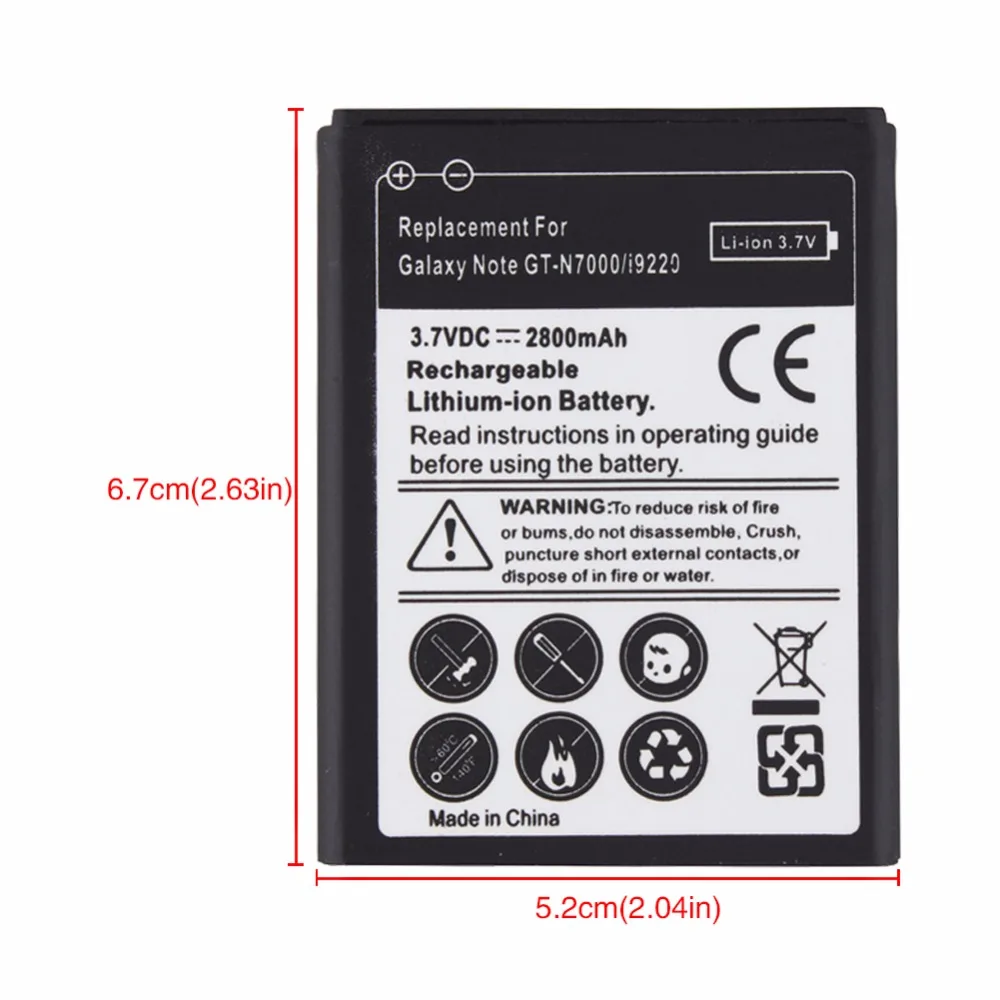 

High Quality 3.7V 2800mAh Replacement Phone Battery for Samsung Galaxy Note i9220 GT-N7000 N7000 Battery Li-ion Batteria Bateria
