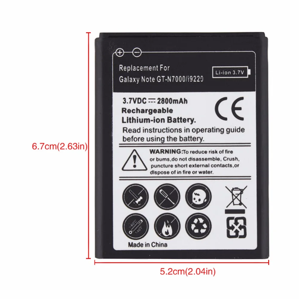 High Quality 3.7V 2800mAh Replacement Phone Battery for Samsung Galaxy Note i9220 GT-N7000 N7000 Battery Li-ion Batteria Bateria
High Quality 3.7V 2800mAh Replacement Phone Battery for Samsung Galaxy Note i9220 GT-N7000 N7000 Battery Li-ion Batteria Bateria