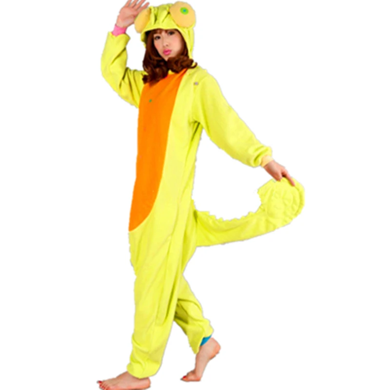 Cartoon Anime Animals chameleon Lizard Onesie Halloween Cosplay Reptiles onesies Adult Women Men's Pajamas sleepwear jumpsuit |