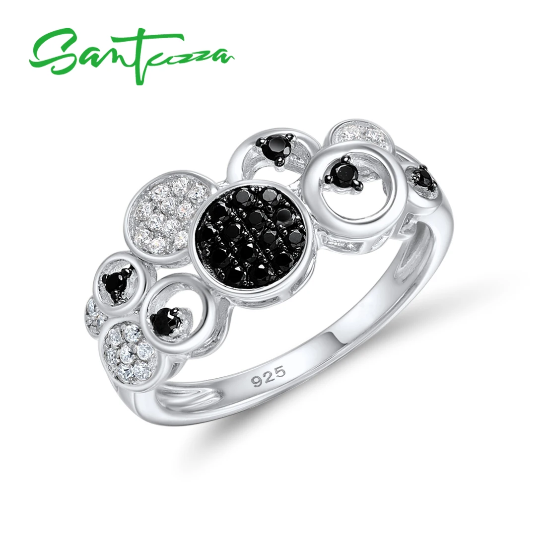 SANTUZZA Silver Rings For Women Authentic 925 Sterling Silver Round Black Spinel White CZ Concise Trendy Party Ring Fine Jewelry 
SANTUZZA Silver Rings For Women Authentic 925 Sterling Silver Round Black Spinel White CZ Concise Trendy Party Ring Fine Jewelry