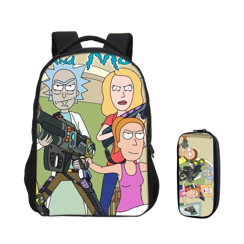 

Anime Cartoon Rick And Morty 3D Printing Backpacks For Boys Girls 2 PCS/SET School Bag Teenage Children Bookbag Mochila Escolar