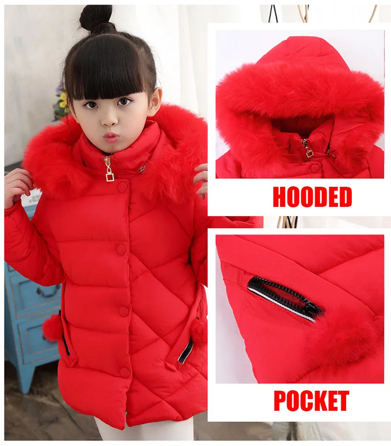 winter down jacket for girls thick cotton warm fur collar jacket children outwears for girls clothes kids coat (9)