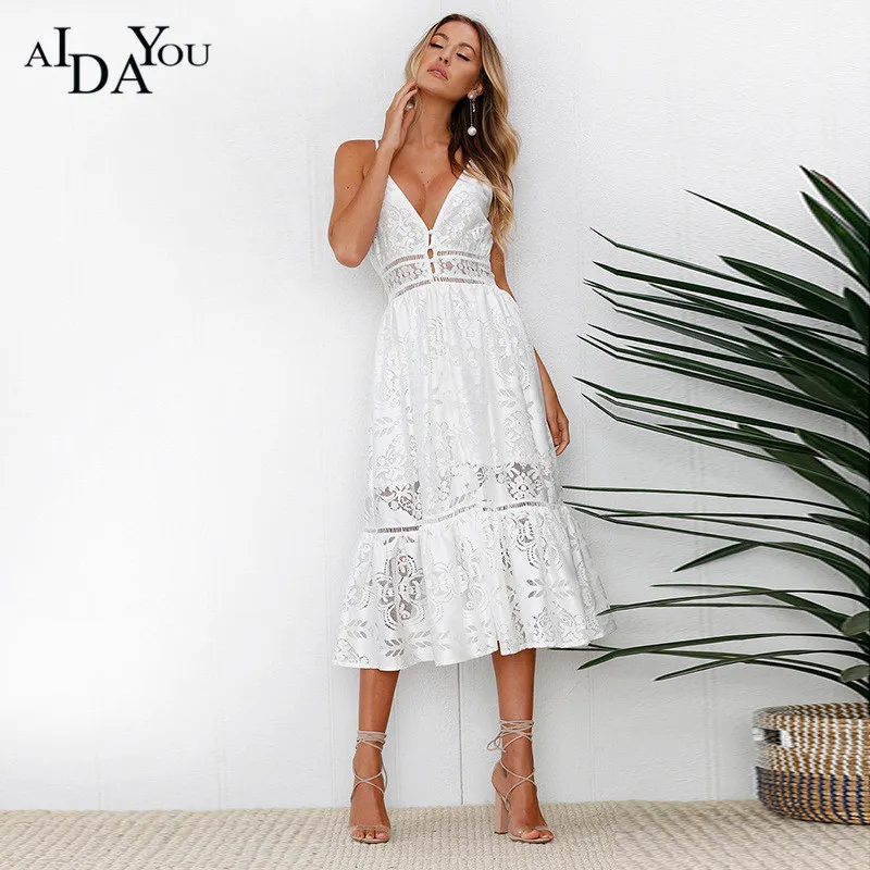 AIDAYOU Fashion Strap Backless Women Dress Sexy V Neck button Lace Dresses Casual White Beach Dress Female Vestidos ouc3344
AIDAYOU Fashion Strap Backless Women Dress Sexy V Neck button Lace Dresses Casual White Beach Dress Female Vestidos ouc3344
