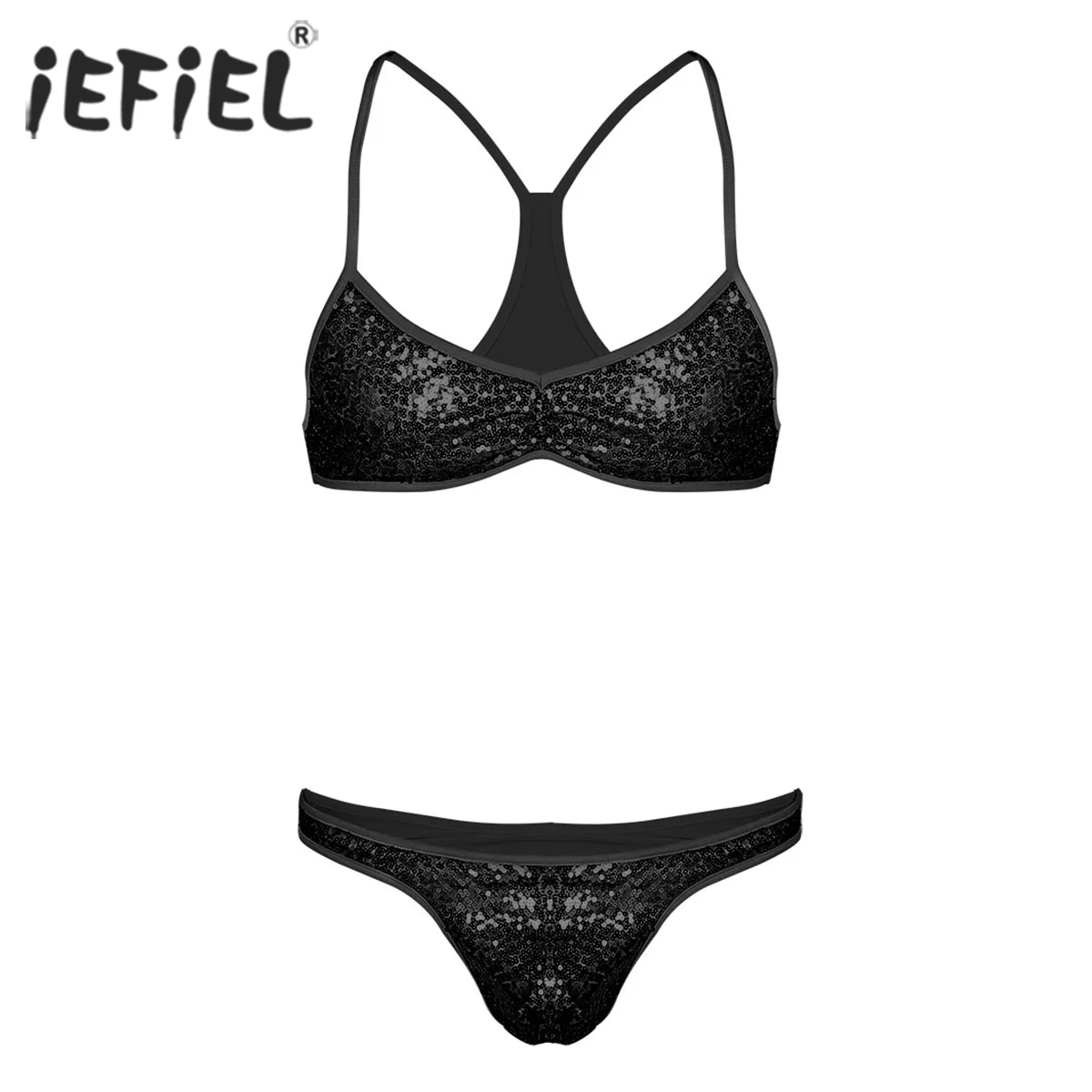 2Pcs Mens Gay Lingerie Set Shiny Sequins Sissy Panties Spaghetti Strap Cross Back Bra Top with Briefs Underwear Underpants
2Pcs Mens Gay Lingerie Set Shiny Sequins Sissy Panties Spaghetti Strap Cross Back Bra Top with Briefs Underwear Underpants