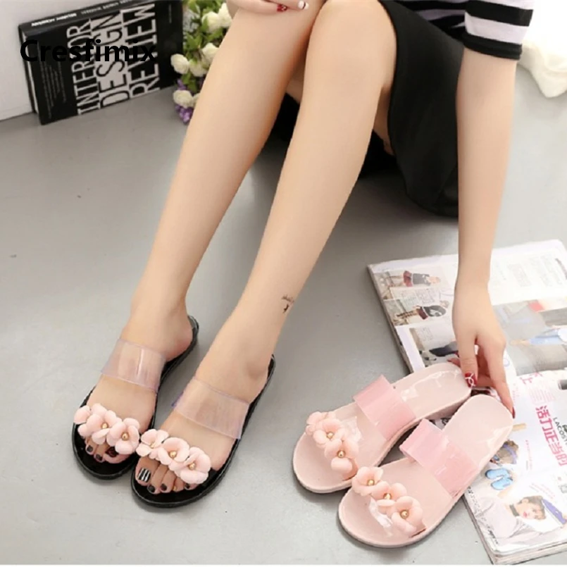 Cresfimix women fashion waterproof jelly slippers lady cute pink flower slides female comfortable summer slip on slippers a432
Cresfimix women fashion waterproof jelly slippers lady cute pink flower slides female comfortable summer slip on slippers a432