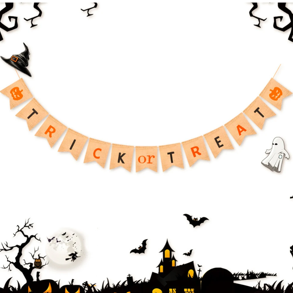 2.5m Trick Or Treat Halloween Party Linen Flag Decoration Burlap Halloween Linen Pennant Banner Party Decorations 13*15cm
2.5m Trick Or Treat Halloween Party Linen Flag Decoration Burlap Halloween Linen Pennant Banner Party Decorations 13*15cm