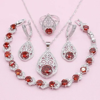 New Silver Color Jewelry Sets For Women Party Red Cubic Zirconia Earrings Bracelet Pendant Necklace Ring Free Gift Box
New Silver Color Jewelry Sets For Women Party Red Cubic Zirconia Earrings Bracelet Pendant Necklace Ring Free Gift Box