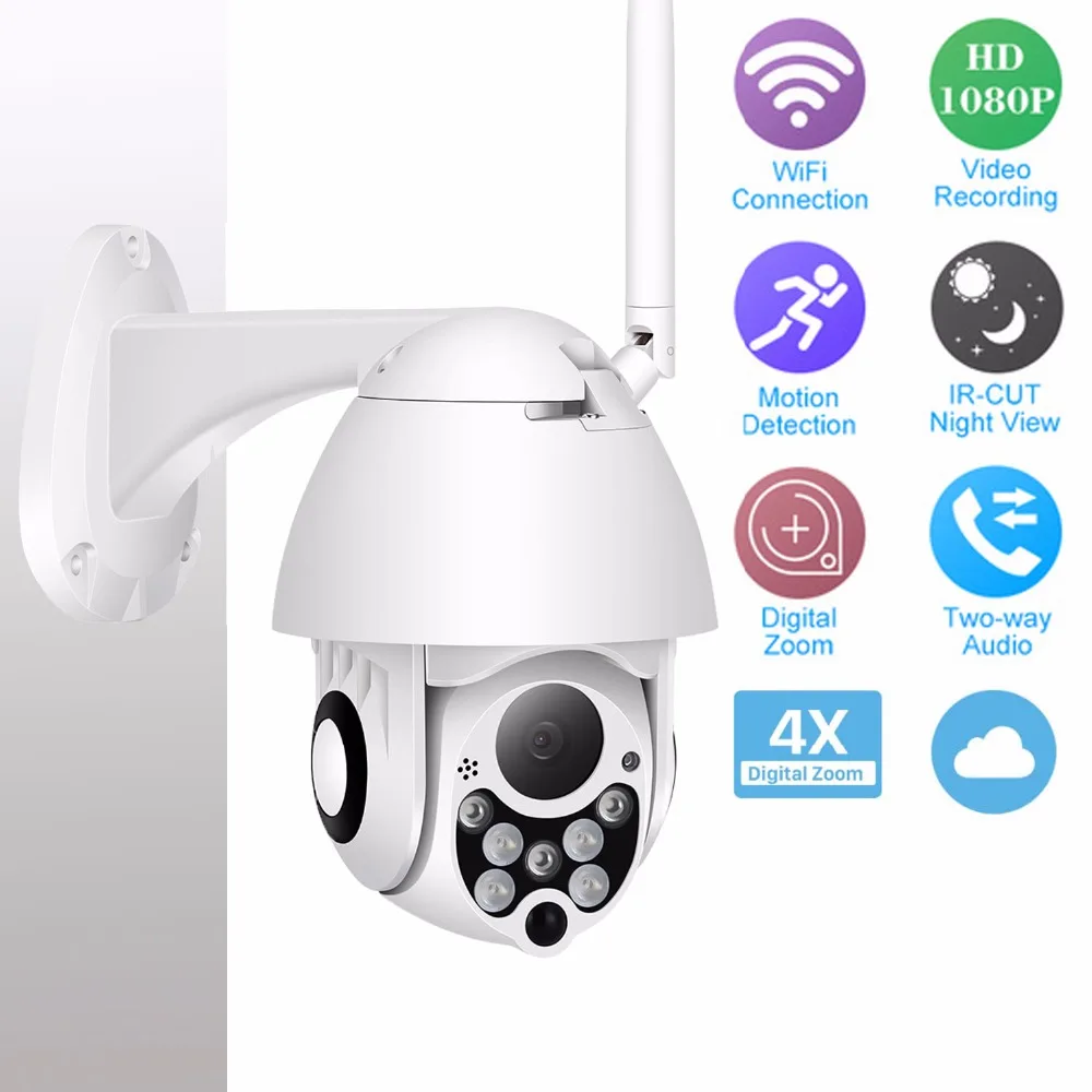 1080P Cloud Storage Wireless PTZ IP Camera Speed Dome CCTV Security Cameras Outdoor PTZ Two Way Audio P2P Camera WIFI
1080P Cloud Storage Wireless PTZ IP Camera Speed Dome CCTV Security Cameras Outdoor PTZ Two Way Audio P2P Camera WIFI