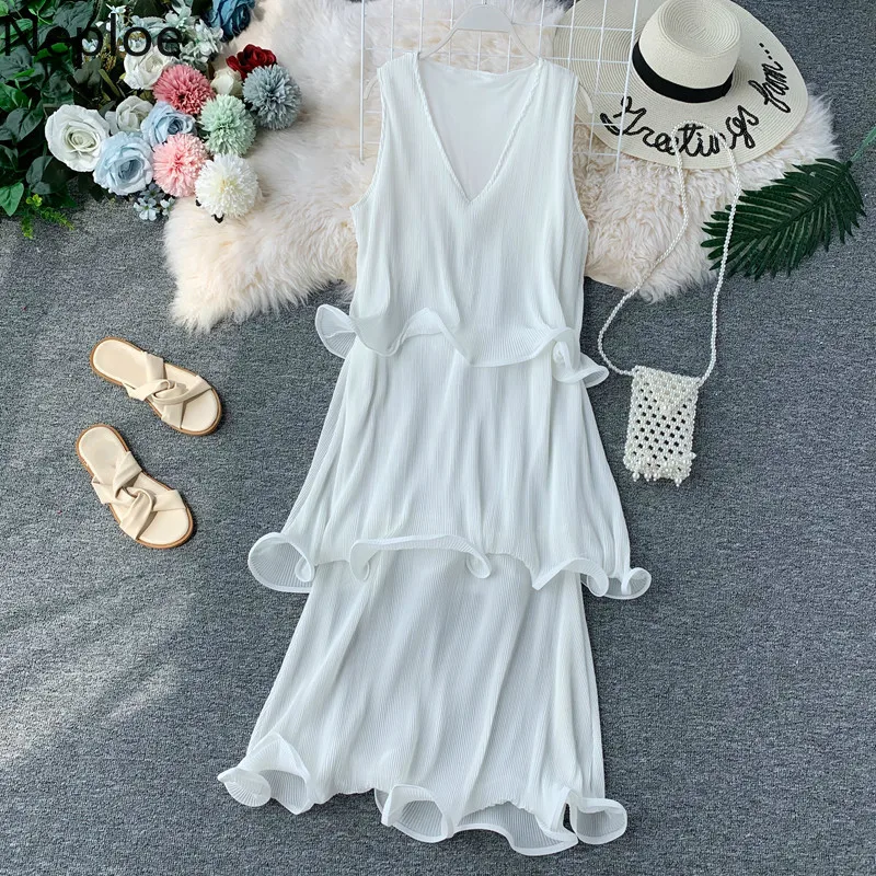 Neploe Summer Beach Dress Women Sleeveless Ruffle Pleated Dresses Loose Maxi Dress Female Plus Size Vestidos Fashion Clothing
Neploe Summer Beach Dress Women Sleeveless Ruffle Pleated Dresses Loose Maxi Dress Female Plus Size Vestidos Fashion Clothing