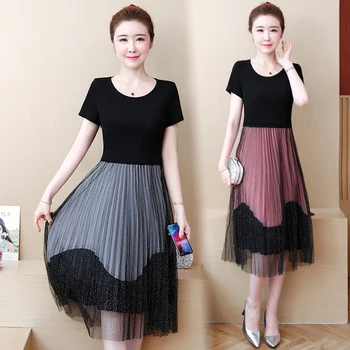 Mesh Stitching Pleated Summer Dress Ukraine Plus Size 5xl Thin Women's Dresses Vestido De Festa Fashion Midi Dress Vestidos
Mesh Stitching Pleated Summer Dress Ukraine Plus Size 5xl Thin Women's Dresses Vestido De Festa Fashion Midi Dress Vestidos