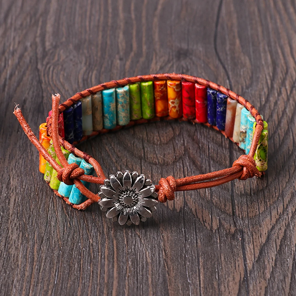 New Boho Bracelet Tube Shape Natural Stone Single Leather Wrap Bracelet Semi Precious Stone Women Beaded Cuff Bracelet
New Boho Bracelet Tube Shape Natural Stone Single Leather Wrap Bracelet Semi Precious Stone Women Beaded Cuff Bracelet