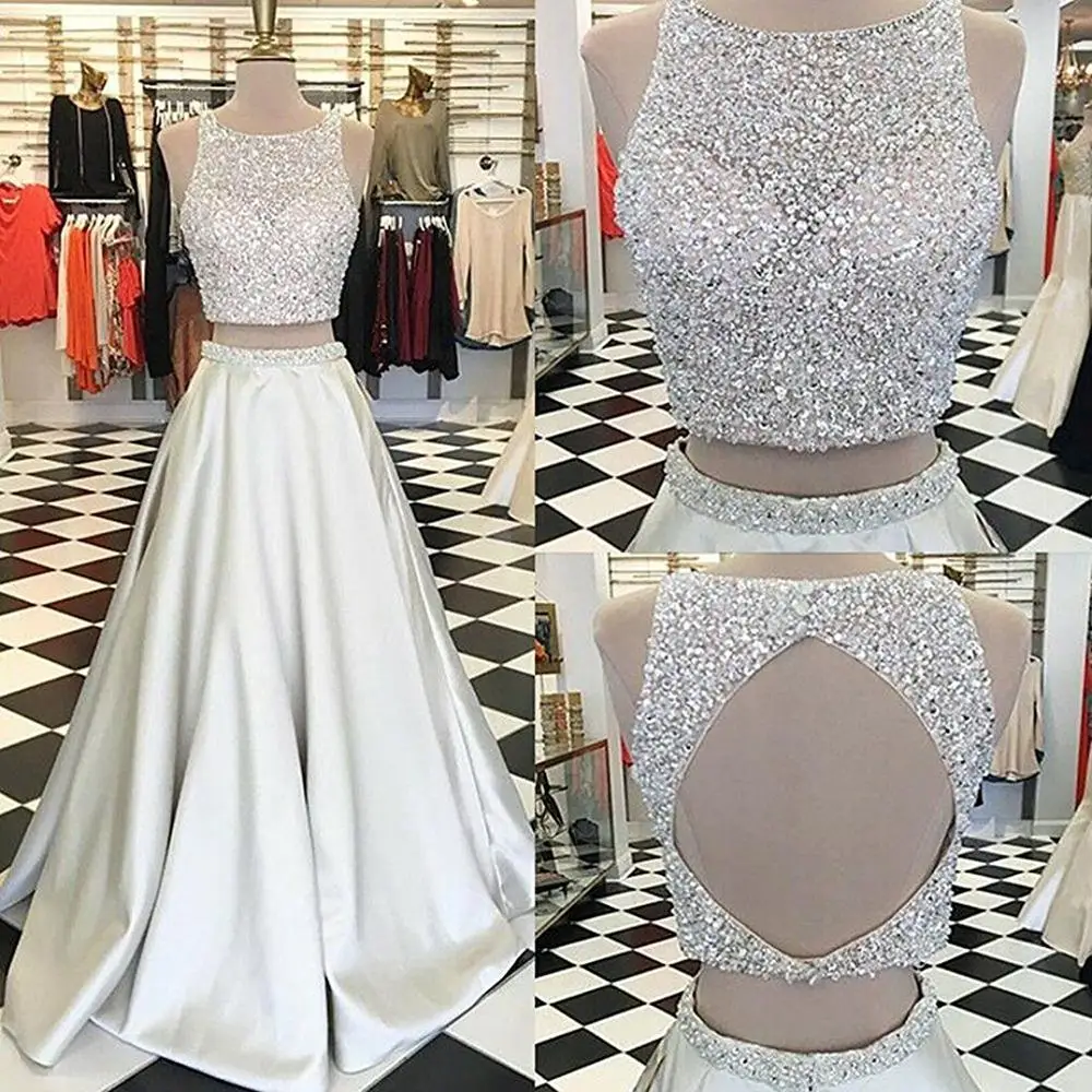 Beautiful 2017 Hot Long Silver Two Piece Prom Ball Dress Women Bead Satin Formal Evening Party Gown Free shipping
Beautiful 2017 Hot Long Silver Two Piece Prom Ball Dress Women Bead Satin Formal Evening Party Gown Free shipping