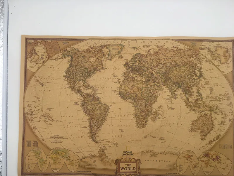 Old World Map Vintage Globe Matte Brown Paper Poster Wall Table Decor Mat Retro