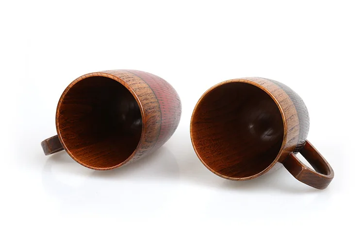 Set of 2 Natural Wood Cups Mugs with Handle Wooden Couples Mugs Coffee TeaMilkJuiceWater Mugs Drinkware Handcraft Wood Gifts (6)