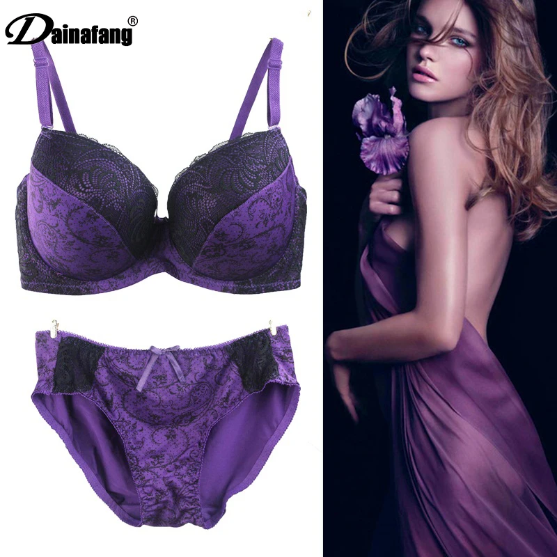 

DaiNaFang Intimate Womens Lingerie Lace Printing Push Up Bras Sets Sexy Plus Size Seamless Embroidery Underwear Panties