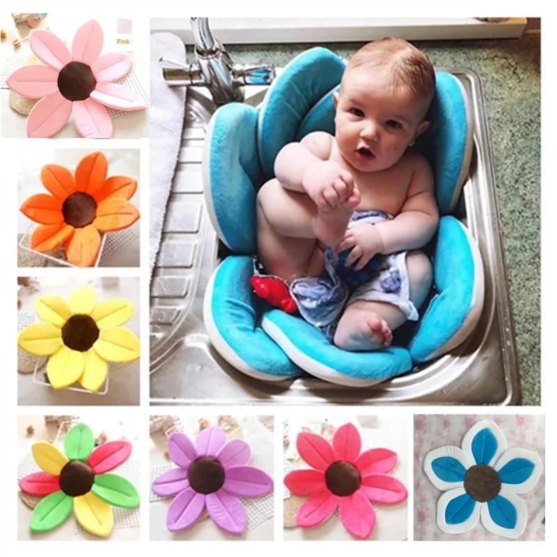 

Baby Shower Blooming Flower Newborn Bathing Pad Infant Foldable Bathtub Seat Bebe Lotus Shape Cushion Skin Bath Play Mat 80cm