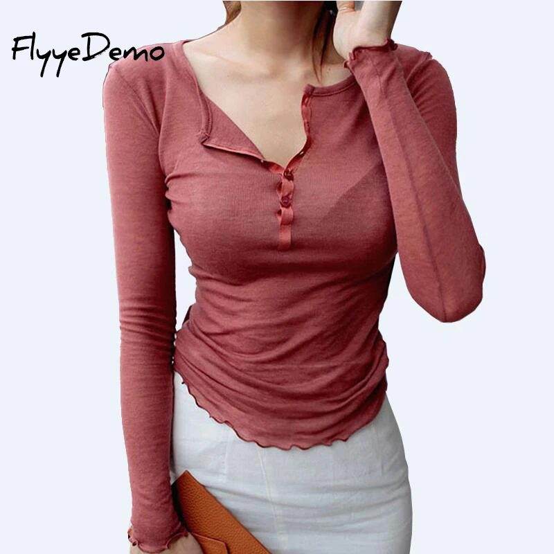 FlyyeDemo Sexy V Neck Full Sleeve Shirt 2019 Women Thin Knit Shirts Solid Fashion Slim Elastic Ruffles Women Blouses Summer Tops
FlyyeDemo Sexy V Neck Full Sleeve Shirt 2019 Women Thin Knit Shirts Solid Fashion Slim Elastic Ruffles Women Blouses Summer Tops