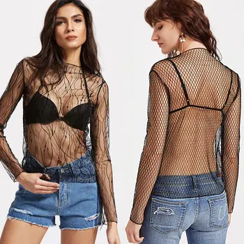 2017 New Women Slim Transparent Blouses Shirts Ladies Turtleneck Black Mesh Tops See Through Printed Large Net Tops Blouses
2017 New Women Slim Transparent Blouses Shirts Ladies Turtleneck Black Mesh Tops See Through Printed Large Net Tops Blouses