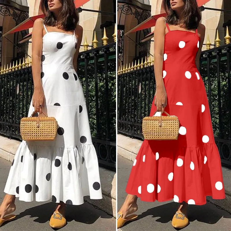 Women's Fashion summer Maxi Dresses Vintage Polka Dot Print Spaghetti Strap Dress Sexy Square Neckline
Women's Fashion summer Maxi Dresses Vintage Polka Dot Print Spaghetti Strap Dress Sexy Square Neckline