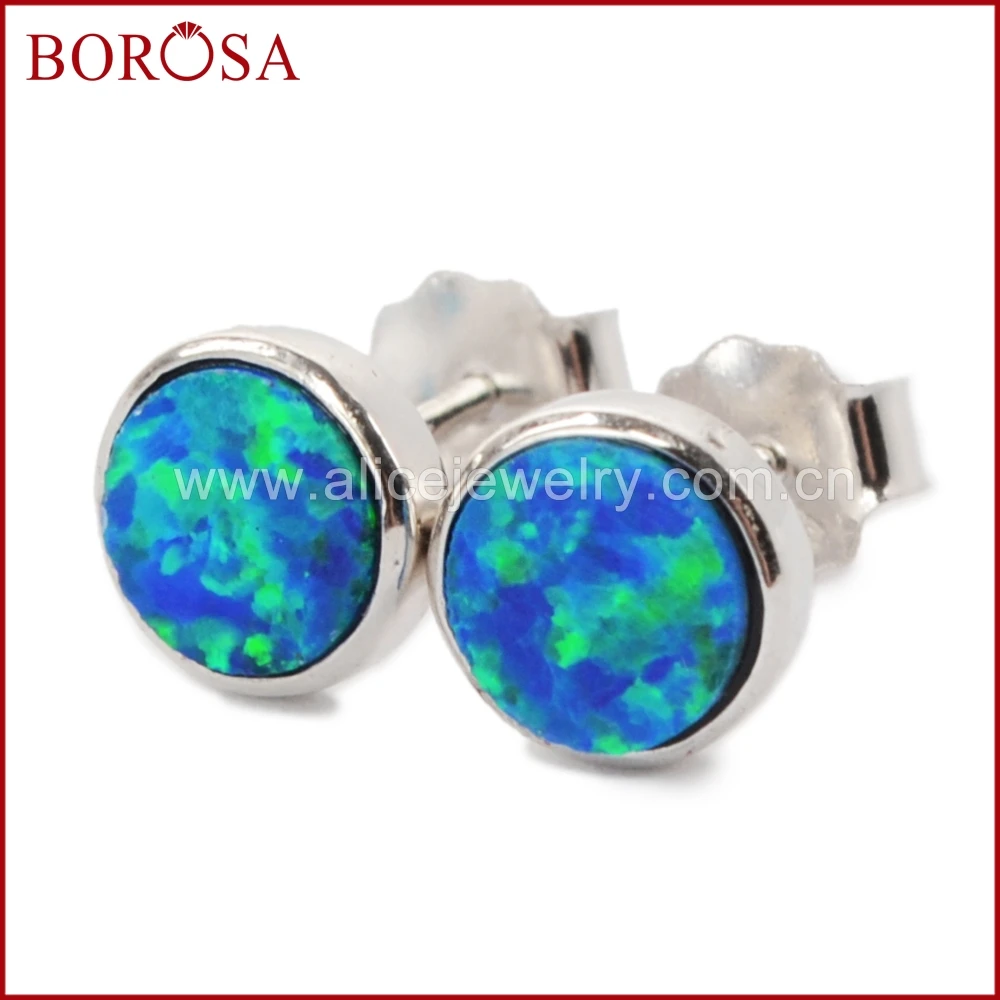 BOROSA Silver Color Blue Japanese Opal Round Bezel Stud Earrings,Fashion Drusy Opal Studs Earrings High Quality SS188
BOROSA Silver Color Blue Japanese Opal Round Bezel Stud Earrings,Fashion Drusy Opal Studs Earrings High Quality SS188