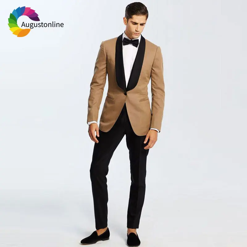 Custom Made Khaki Groom Wedding Suit Black Shawl Lapel Men Suits Man Blazer Jacket Pants 2Piece Slim Fit Costume Homme Groomsmen
Custom Made Khaki Groom Wedding Suit Black Shawl Lapel Men Suits Man Blazer Jacket Pants 2Piece Slim Fit Costume Homme Groomsmen