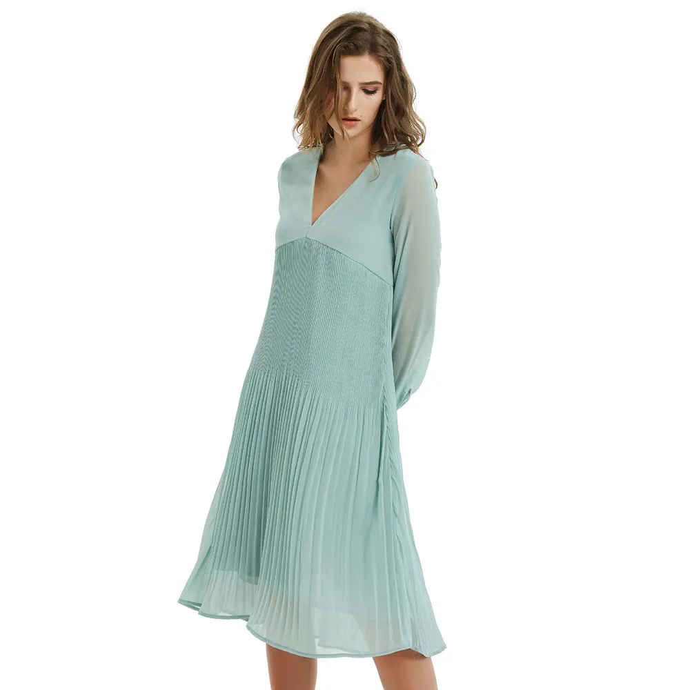 Solid Color Long Loose Dresses Women Fashion Long Sleeve Dress Women Elegant Pleated V Neck Dress Female Ladies CS01
Solid Color Long Loose Dresses Women Fashion Long Sleeve Dress Women Elegant Pleated V Neck Dress Female Ladies CS01