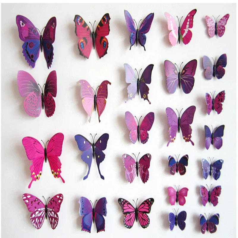 Hot selling 12pcs PVC 3d Butterfly Wall stickers Home decor with Magnet colorful purple and red Butterflies
Hot selling 12pcs PVC 3d Butterfly Wall stickers Home decor with Magnet colorful purple and red Butterflies