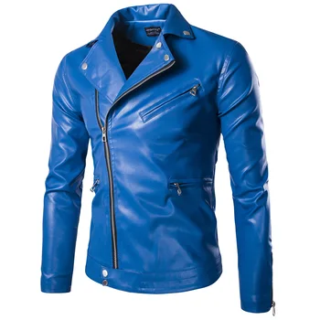 2017 autumn Men's Popular Handsome PU Leather Jacket Punk New Blue Black Leather Jackets Oblique Zipper Men
2017 autumn Men's Popular Handsome PU Leather Jacket Punk New Blue Black Leather Jackets Oblique Zipper Men