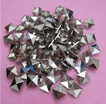 Free shiping2013fashion 12mm Silver Pyramid Studs Spots Punk Rock Biker Spikes Rivets Bag Shoes Bracelet Clothes DIY 1000pcs/lot