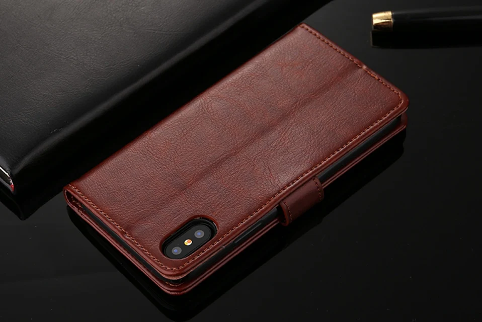 Leather Case For iPhone XS Max XR X Coque iPhone8 Wallet Luxury Flip Phone Case For iPhone X Xs 5 5S SE 6 6S 7 8 Plus Cover TPU (1)