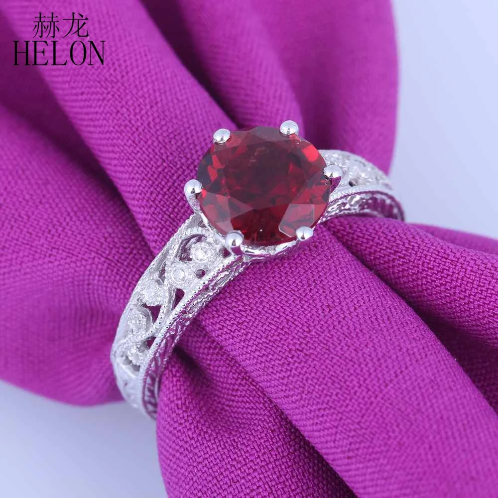 HELON 8mm Round Genuine Natural Garnet Diamonds Ring 925 Sterling Silver Antique Vintage Jewelry Engagement Wedding Ring Women
HELON 8mm Round Genuine Natural Garnet Diamonds Ring 925 Sterling Silver Antique Vintage Jewelry Engagement Wedding Ring Women