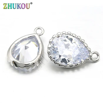 12x18mm Brass Cubic Zirconia Water Drop Charms Pendants, Hole: 1.5mm, Model:VD253
12x18mm Brass Cubic Zirconia Water Drop Charms Pendants, Hole: 1.5mm, Model:VD253