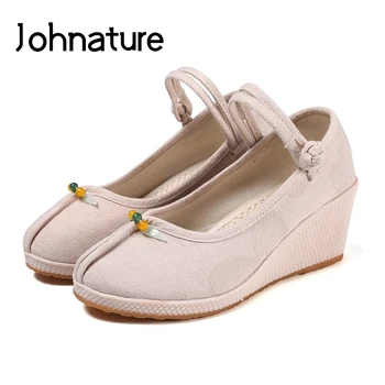 Johnature Wedges Cotton Shoes Round Toe Casual Buckle Strap Spring/Autumn Retro Embroider High Heels Women Shoes Pumps
Johnature Wedges Cotton Shoes Round Toe Casual Buckle Strap Spring/Autumn Retro Embroider High Heels Women Shoes Pumps