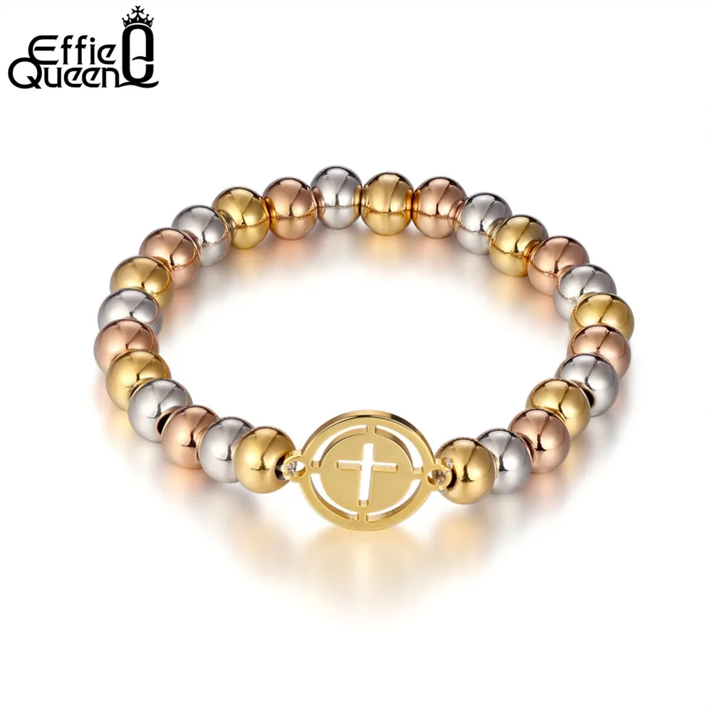 Effie Queen 316L Stainless Steel Bead Bracelet For Women Men Charm Round Beads Cross Bracelets Men Jewelry Party Gift IB104
Effie Queen 316L Stainless Steel Bead Bracelet For Women Men Charm Round Beads Cross Bracelets Men Jewelry Party Gift IB104
