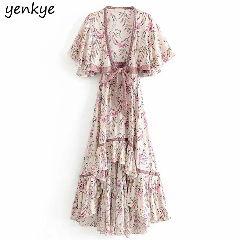 Summer Dress 2019 Women Sexy Backless Floral Print Boho Long Dress Lady Deep V Neck Short Sleeve Asymmetric Holiday Beach Dress
Summer Dress 2019 Women Sexy Backless Floral Print Boho Long Dress Lady Deep V Neck Short Sleeve Asymmetric Holiday Beach Dress