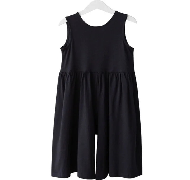 Black Cotton Sleeveless Dresses Loose Pants For Baby Big Girls Summer 2019 High Waist Wide Leg Trousers Dress Children Clothing (12).jpg