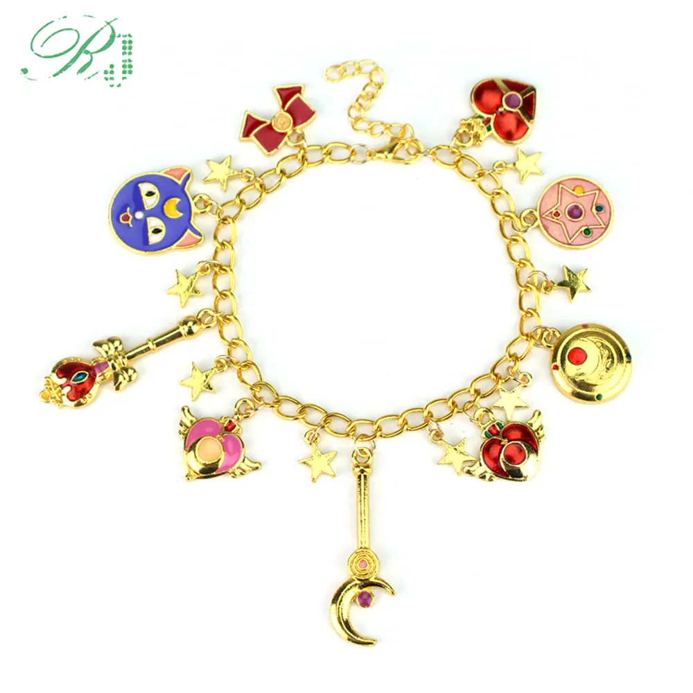 RJ New Japen Golden Sailor Moon Bracelets Totoro Moon Star Transfer Heart Tsukino Usagi Bangles For Girl Men Jewelry Gift
RJ New Japen Golden Sailor Moon Bracelets Totoro Moon Star Transfer Heart Tsukino Usagi Bangles For Girl Men Jewelry Gift
