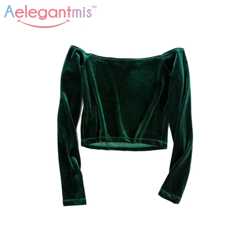Aelegantmis Fashion Long Sleeve Velvet Bustier Crop Tops Women Sexy Off Shoulder Tees Ladies Short Velour T-shirt Female
Aelegantmis Fashion Long Sleeve Velvet Bustier Crop Tops Women Sexy Off Shoulder Tees Ladies Short Velour T-shirt Female