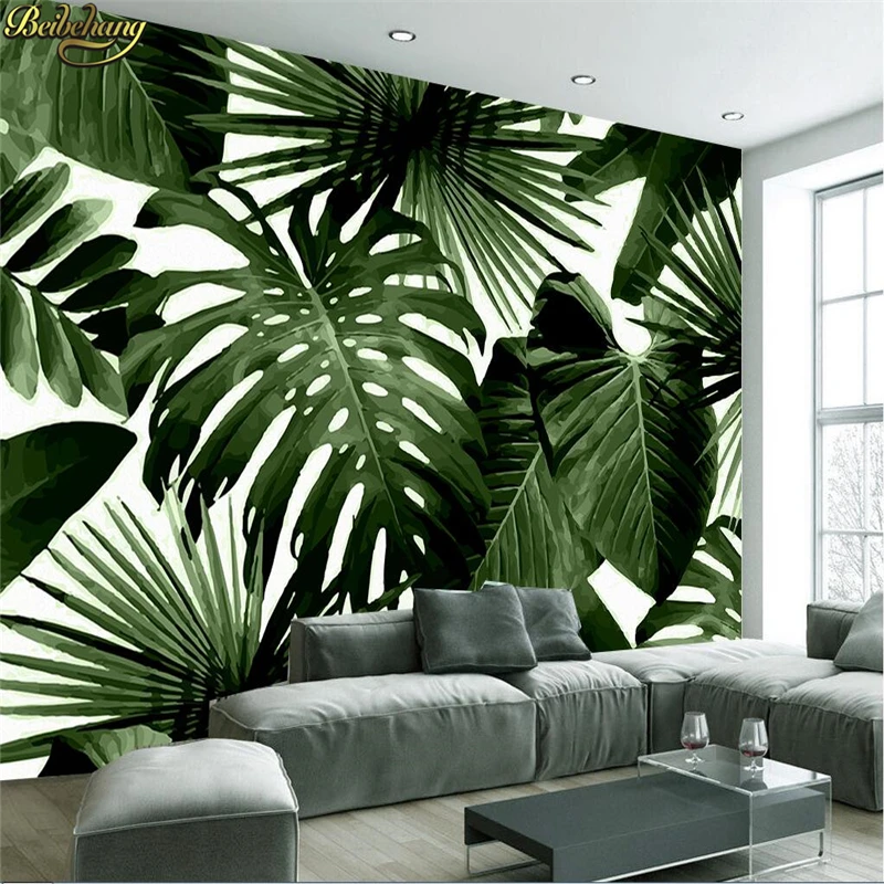 

beibehang Custom photo wallpaper retro tropical rain forest palm banana leaf living room TV backdrop wall papel de parede