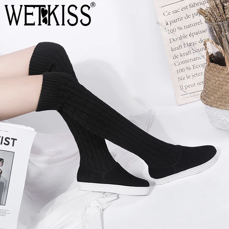 WETKISS Winter Stretch Women Boots Pointed Toe Knitting Flat With Footwear Over The Knee Girl Boot Elevator Platform Shoes Woman
WETKISS Winter Stretch Women Boots Pointed Toe Knitting Flat With Footwear Over The Knee Girl Boot Elevator Platform Shoes Woman