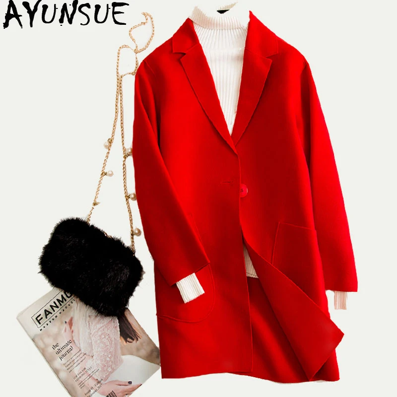 AYUNSUE Woman's Coat Red Casual Korean Wool Coat Female Jacket Long Coats and Jackets Women Abrigos Mujer Elegante KJ2542
AYUNSUE Woman's Coat Red Casual Korean Wool Coat Female Jacket Long Coats and Jackets Women Abrigos Mujer Elegante KJ2542