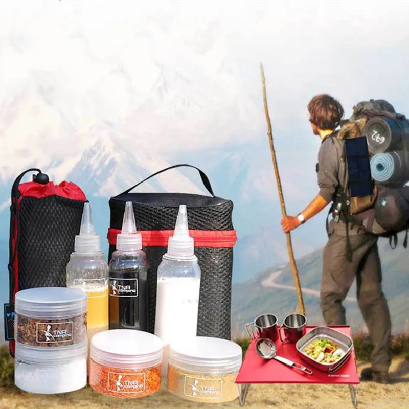 7Pcs Camping Cookware Set Outdoor Camping Storage Container Tableware Seasoning Cans Condiment Oil Bottles Two Bags BBQ Castors
7Pcs Camping Cookware Set Outdoor Camping Storage Container Tableware Seasoning Cans Condiment Oil Bottles Two Bags BBQ Castors