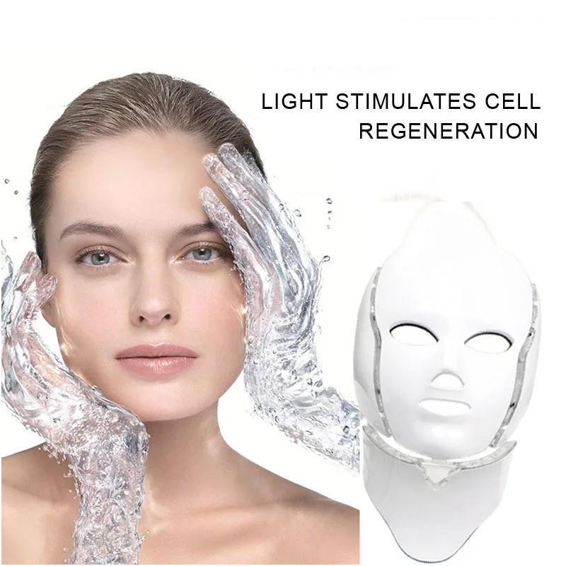 LED Photon Facial Neck Mask EMS Microcurrent Therapy Skin Rejuvenation Wrinkle Removal Face Neck Beauty LED Mask 4