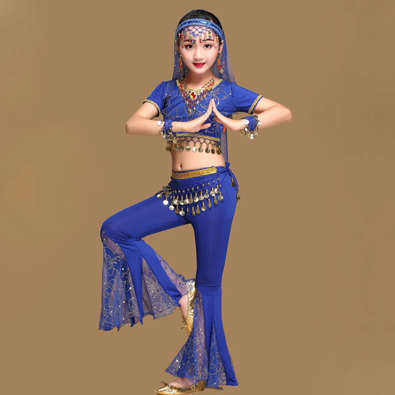 2018 Sari Dancewear Children Indian Outfits Bollywood Clothing Belly Dance Costume Set 5pcs (Top, Belt, Pants, Veil, Hair hoop)
2018 Sari Dancewear Children Indian Outfits Bollywood Clothing Belly Dance Costume Set 5pcs (Top, Belt, Pants, Veil, Hair hoop)
