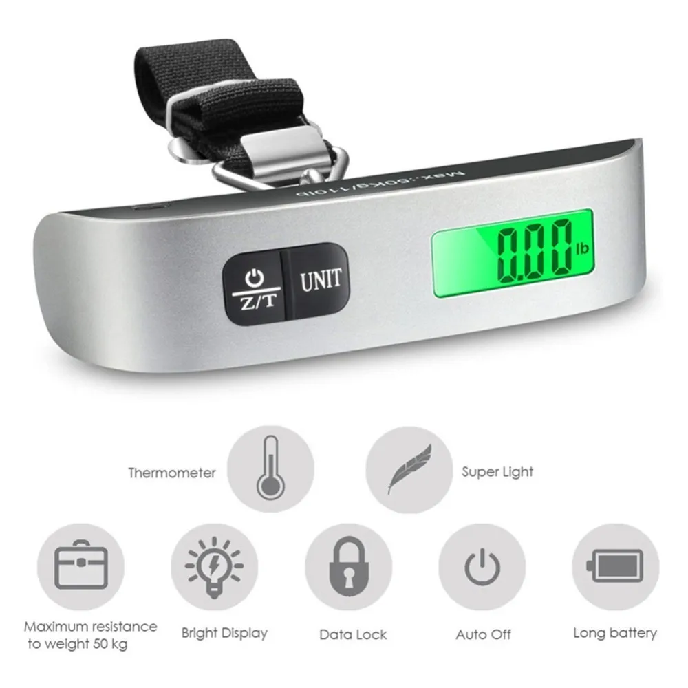 Scale Portable Travel Tare 50kg 10g Hanging scale Electronic LCD Digital Suitcase Luggage Bag Balance Weight Scale Handheld
Scale Portable Travel Tare 50kg 10g Hanging scale Electronic LCD Digital Suitcase Luggage Bag Balance Weight Scale Handheld